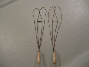 2 Vintage Carpet Rug Beater Twisted Wire Wooden Handle 31" - Picture 1 of 10