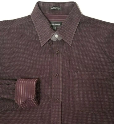 Camisa de vestir Michael Brandon para hombre talla XL granate manga larga abotonada puño abatible Foto 1 de 4