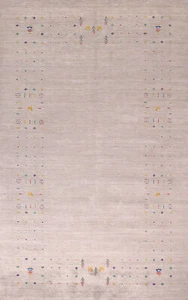 Ivory Stylish and Versatile Gabbeh Rug Handmade Wool 5x8 ft. - Picture 1 of 18