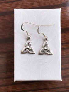 925 Sterling Silver Celtic Knot Triquetra Dangle Earrings 12mm(0.47")/31mm(1.22" - Picture 1 of 9