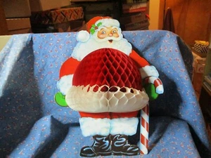 1978 Beistle Christmas Honeycomb Santa Claus Hangs Two-Sided 13 Inch High - Picture 1 of 6
