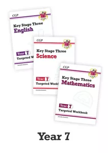 New CGP Year 7 Catch Up 3-book Bundle: Maths,English & Science Targeted workbook - Bild 1 von 4