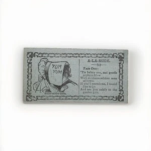 Antique 1800s Rare Acquaintance Love Card Romance Escort “Yum Yum A La Mode” - Picture 1 of 3