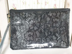 Victoria's Secret Lace Design Black Makeup Cosmetic Clutch Beauty Bag Pouch - Picture 1 of 4