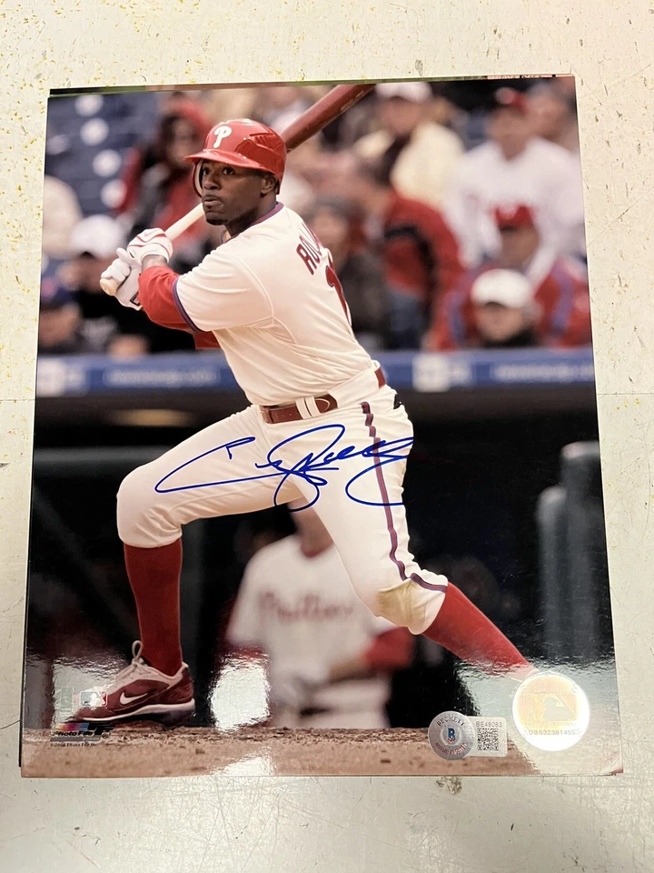 Jimmy Rollins Phillies Signed 8x10 Photo File Beckett Authenticated - Image 1 of 1