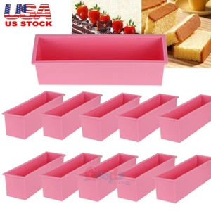 1-10x Silicone Rectangle Toast Bread Cake Mold Loaf Pan Pastry Baking Non-Stick - Picture 1 of 11