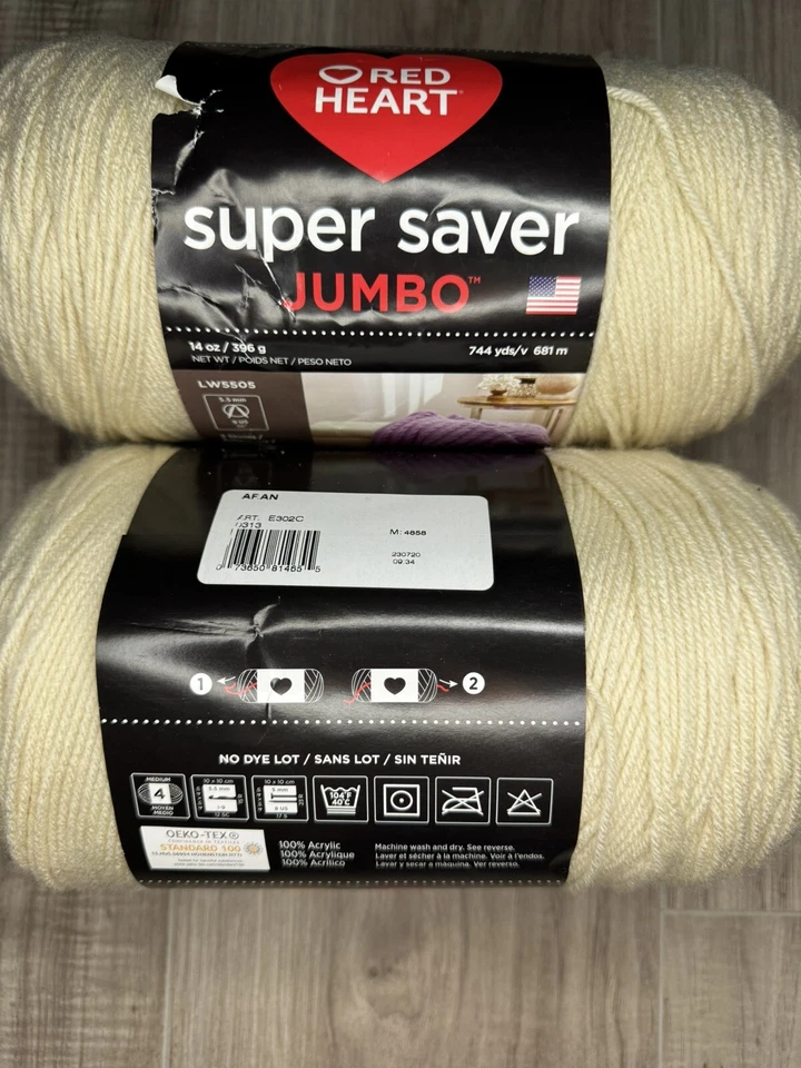 Red Heart Super Saver Jumbo Yarn Aran 744 Yards Lw5505