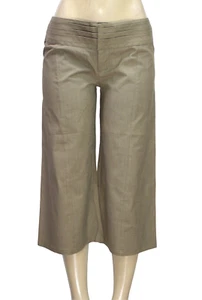 Papillon Women's Wide Leg Capri Pants Stretch Khaki Size L - Picture 1 of 9