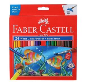 Crayons aquarelle Faber-Castell avec pinceau à peinture - assortis - 24 nuances (1 LOT)