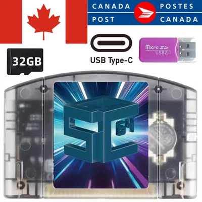 Summercart 64 Nintendo 64DD N64 Cartridge SC64 Everdrive Transparent Black NEW