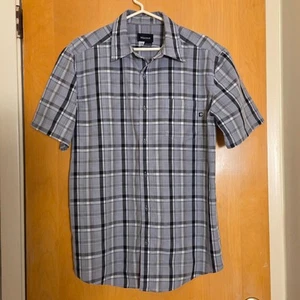 Marmot Button Up Shirt Mens L Gray Plaid S/S Pocket Hiking Outdoor Gorpcore - Picture 1 of 11