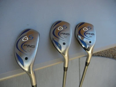 Lote de 3 palos de golf: híbridos PING G5 (16, 19, 22 grados), diestro, ¡impecables! Foto 1 de 4