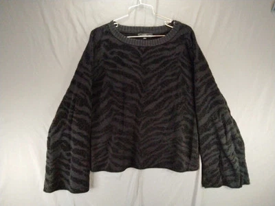 Slate & Willow свитер женщин черный длинный Bell рукав полоски тяжелый пуловер б/у в отличном состоянии - Изображение 1 из 4