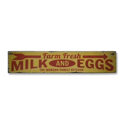 Farm Fresh Milk & Eggs, Custom Family - Rustic Distressed Wood Sign - Image 1 of 2