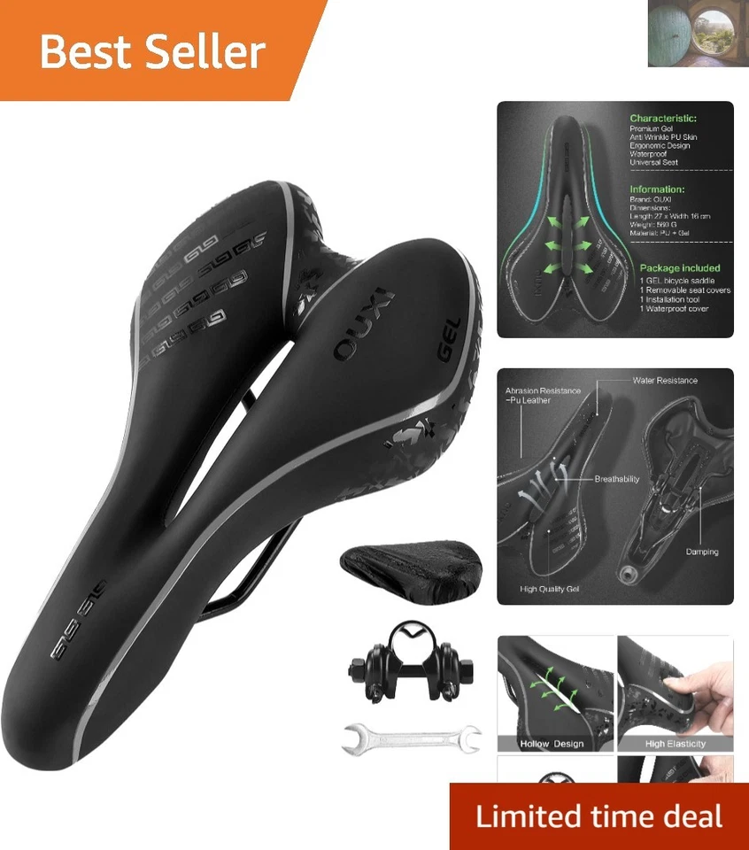 OUXI Comfort Bike Seat Comfortable GEL Bicycle Saddle Replacement Soft Padded