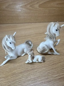 VTG Josef Originals Set of 3 Porcelain Bisque Unicorn Family Figurines - Picture 1 of 10