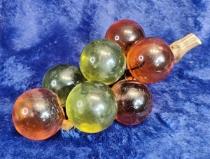 Vintage MCM Large Lucite Grapes on Driftwood Acrylic Amber and Green - Picture 1 of 5