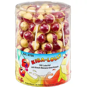 Küfa Kiba Lolly Lutscher mit Kirsch Banane Geschmack 100 Stück 1800g - Picture 1 of 1