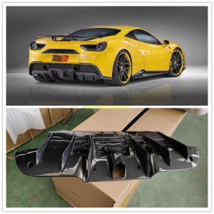 Carbon Fiber Rear Bumper Diffuser Lip Splitter NT Style For Ferrari 488 - Picture 1 of 9