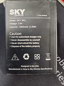 SKY Devices Battery B63 3000mAh 3.8V for Sky Elite A55 & Compatible Models - Picture 1 of 2