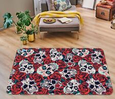 3D Red Rose Skull O3726 Game Rug Mat Elegant Photo Carpet Mat Eve 2023