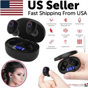 TWS Bluetooth Earbuds Waterproof Bluetooth 5.1 Headset Noise Cancelling Wireless - Picture 1 of 20