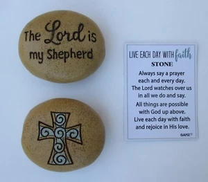 DD3 Lord is my Shepherd LIVE EACH DAY WITH FAITH message stone Ganz garden - Picture 1 of 3
