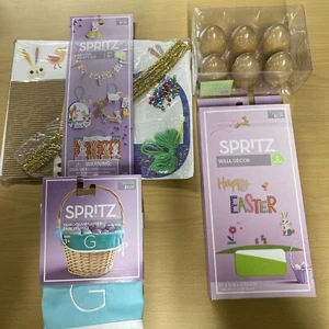 Spritz Lot Of Easter Supplies Wooden Eggs Wall Decor Basket Liner Craft Kit New - Picture 1 of 7