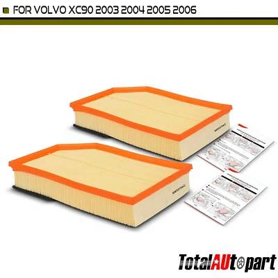 2 件发动机空气过滤器适用于沃尔沃 XC90 2003 2004 2005 2006 年 2006 L5 2.5L L6 2.9L 前部 — 第 1/4 张图片