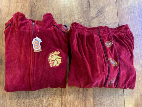 NWT Sweatsedo USC Trojans Football Men’s  Velvet Track Suit Jacket M Pants S Cover