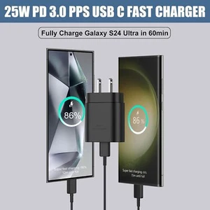 Super Fast Charger 25W PD USB C  for Samsung Galaxy S24/S23/S22/S21/S10/Note10 - Picture 1 of 16