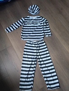Child's Black And White Prison Inmate Jailbird Convict Costume ,Small - Picture 1 of 8