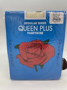 Neue rote Rose Queen Size 3x-4X normale transparente Strumpfhose cremeweiß Sandalfoot - Bild 1 von 4