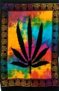 Indian Tapestry Psychedelic Cotton Weed Marijuana Leaf Wall Hanging Poster Decor - Picture 1 of 4