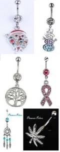 6 NUEVO Piercing Ombligo Joyería Corporal Muñeco de Nieve Santa Árbol/Vida Marihuana Atrapasueños - Imagen 1 de 1