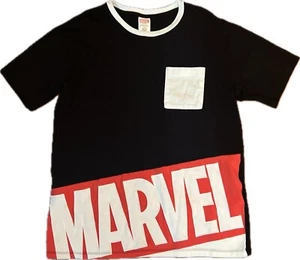 Disney Embroidered MARVEL LOGO T-Shirt Men's M Pocket 100% Cotton Colorblock EUC - Picture 1 of 12