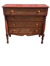 Sheraton birdseye Maple & cherry red wash new england dresser chest drawers 1830
