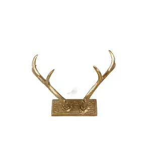 Rustic Bronze Antler Wall Hook - Mountain Cabin Decor Coat Hanger - Picture 1 of 10