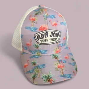 Ron Jon Surf Shop Hat Snapback Pink Flamingo Trucker Beach NWT Lavender - Picture 1 of 3