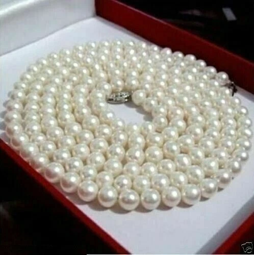 36 inch natural 8-9mm AAAA Akoya white cream pearl necklace white 14kp - Image 1 of 1