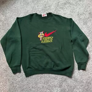 Vintage 90's Nike Penny Hardaway Sweatshirt Green Embroidered Crewneck USA Made - Picture 1 of 5