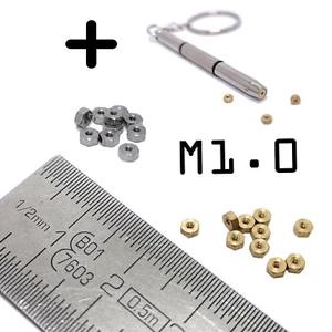 Écrous Miniature M1.0 Laiton 10/20 Pcs Maquettisme Détails 1/8 1/12 + Clé 2.5mm - Photo 1/9