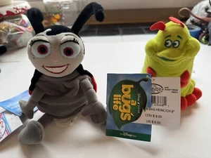 Vintage The Disney Store A Bug's Life Heimlick & Francis Mini Sitzsack Beanie 8" Neu mit Etikett - Bild 1 von 14