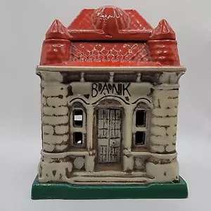 VTG Cast Iron & Enamel Castle Bank Reproduction By Ohio Foundry Cleveland Ohio - Picture 1 of 11
