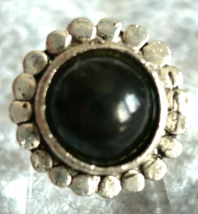 großer Achat Folklore SteinSchmuck Ring schwarz Tibet Silber, verstellbar NEU - Bild 1 von 3