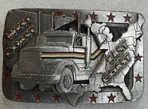 Semirremolque de colección C+J Inc costa oeste costa este cabina 1991 hebilla cinturón de peltre nuevo de lote antiguo - Imagen 1 de 5