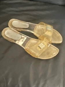 Vintage 2005 Chanel Interlocking CC Logo Jelly Clear Slide Sandals Sz 11 - Picture 1 of 13