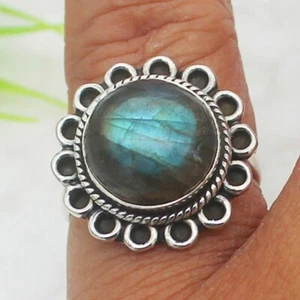 Silver Labradorite Ring 925 Sterling Gemstone Ring Handmade Jewelry - Picture 1 of 6