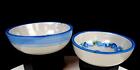 M.A. Hadley Signed Art Pottery 2 Bluette Blue Flower 5 1/2" Cereal Bowls 1940-