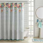 Pioneer Woman Sweet Romance Gingham Floral Embroidered Shower Curtain w/ Fringe